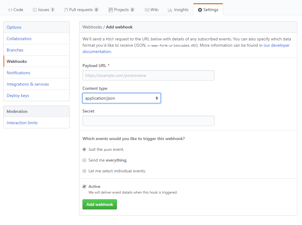 Github Add Webhook